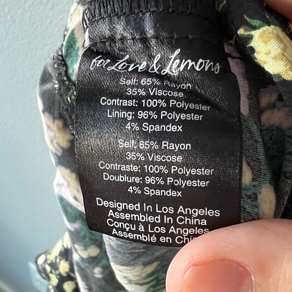 For Love and Lemons black yellow floral Ross asymmetrical hem dress sz XS - Picture 11 of 11